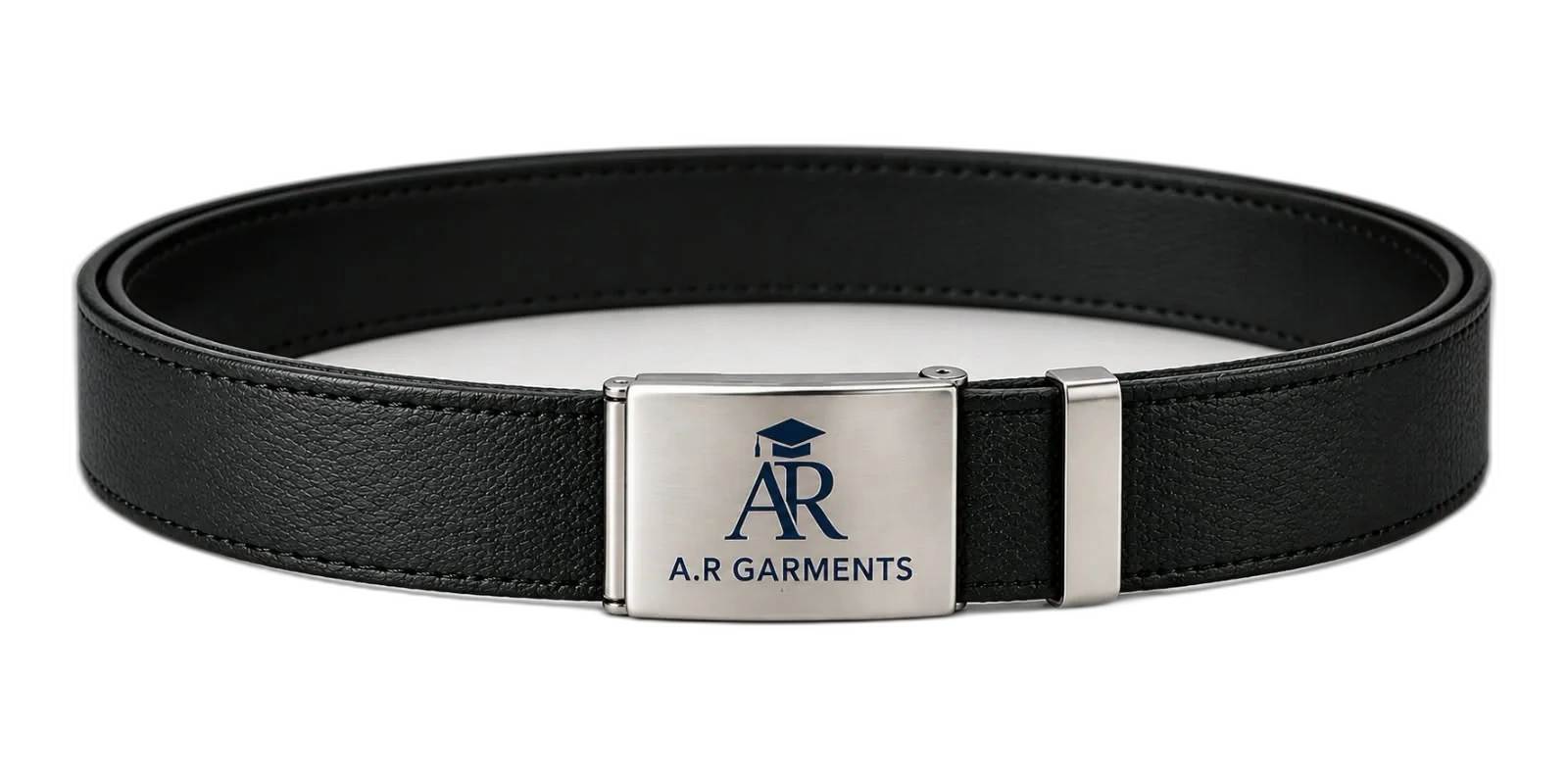 Black grain-finish belt