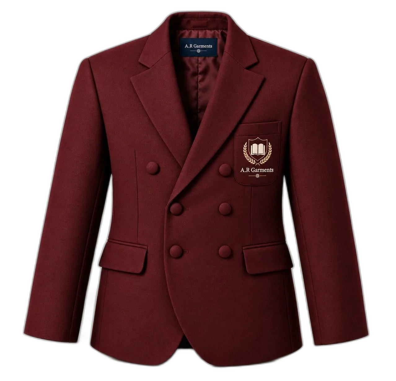 Burgundy Double-Breasted Blazer