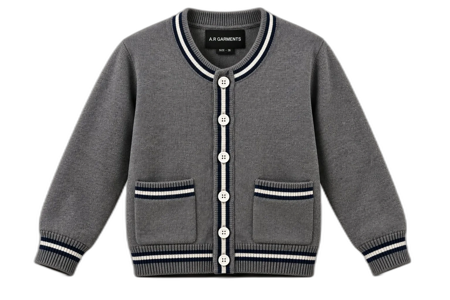 Grey round-neck cardigan