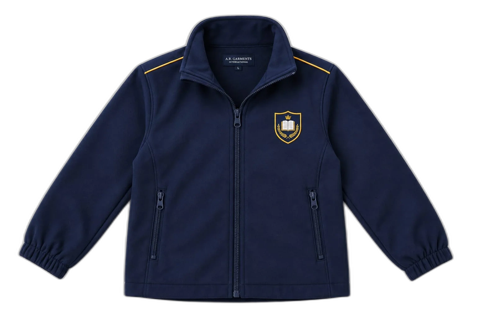 Navy check-lined hood jacket