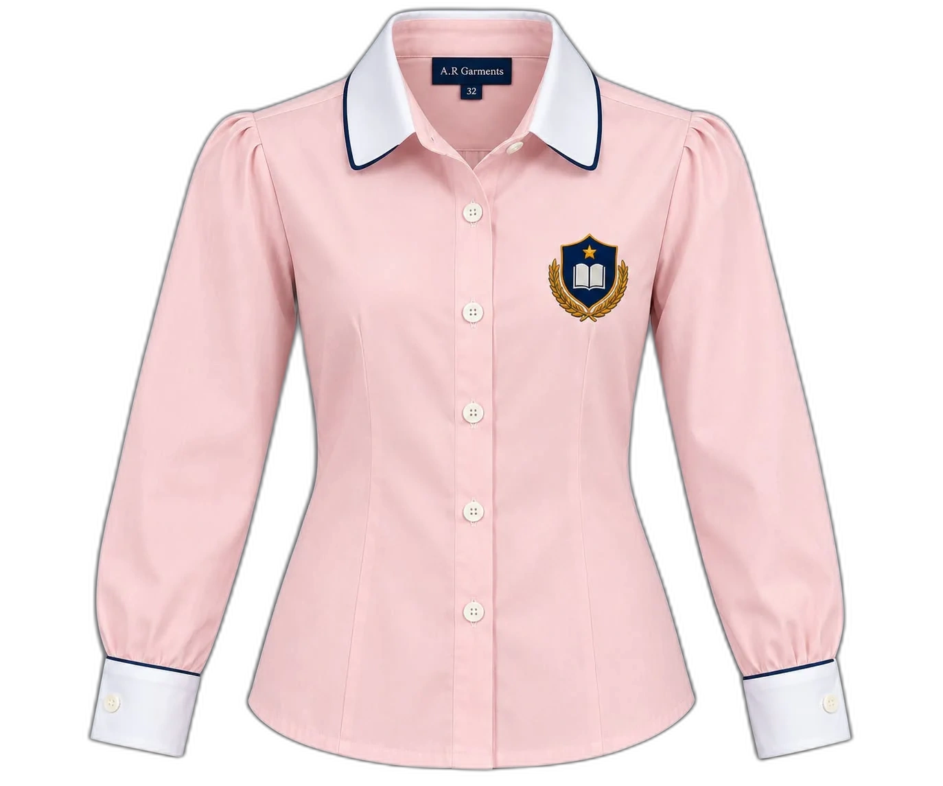 Pink Full-Sleeve School Blouses
