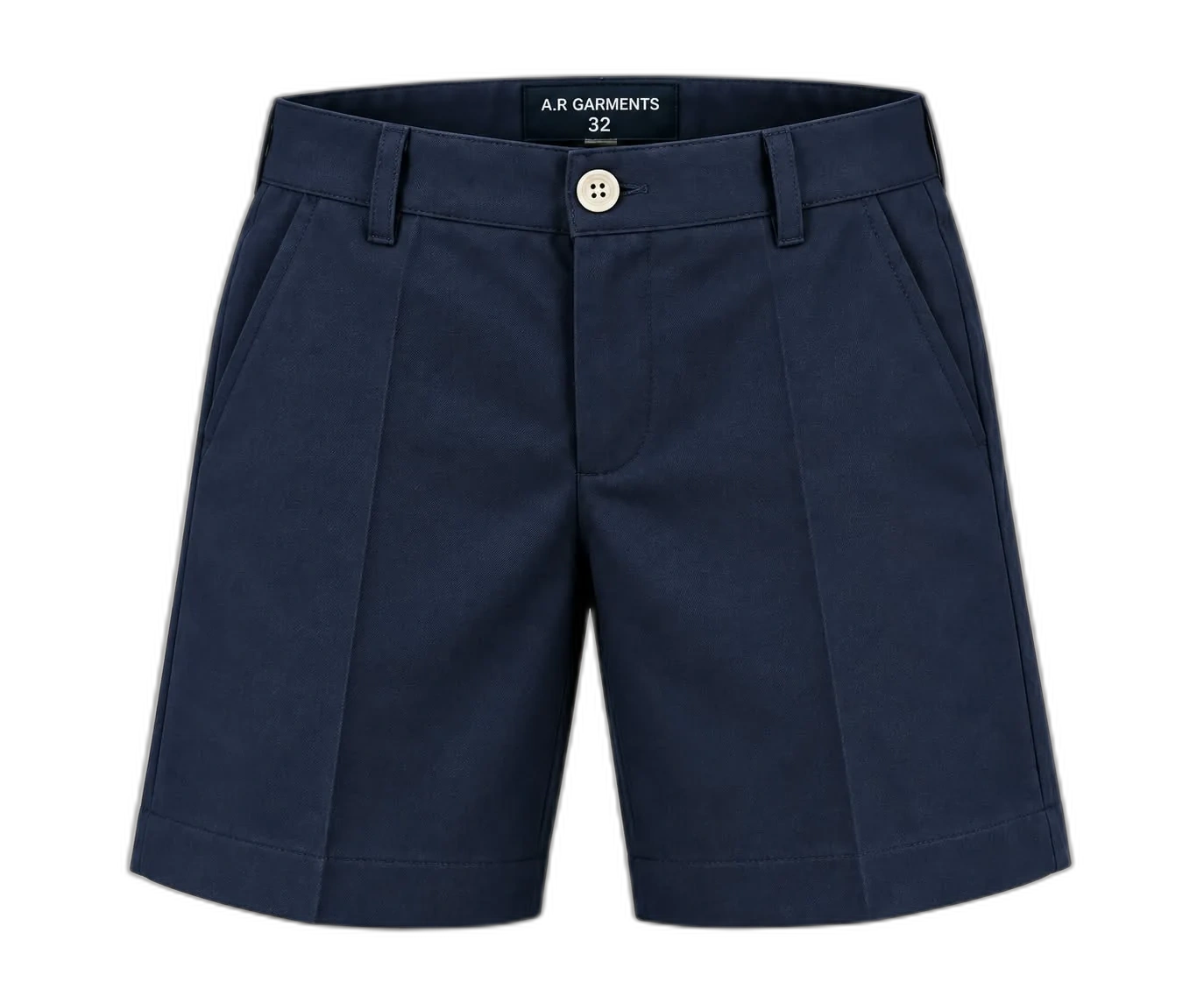 Navy flat-front shorts