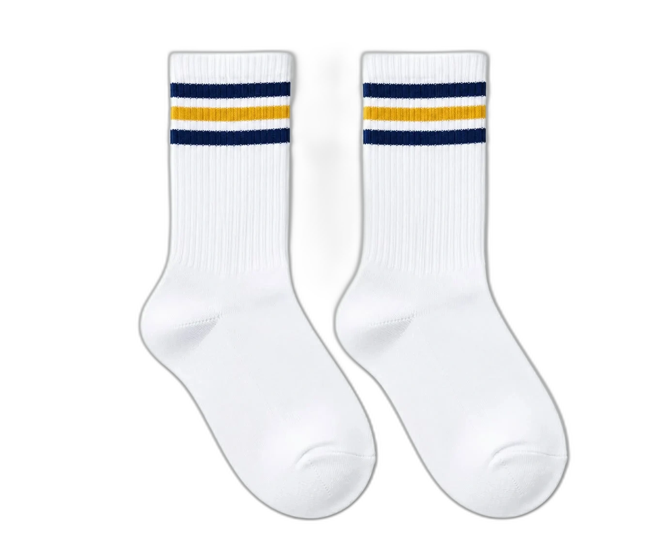 White crew socks with house bands