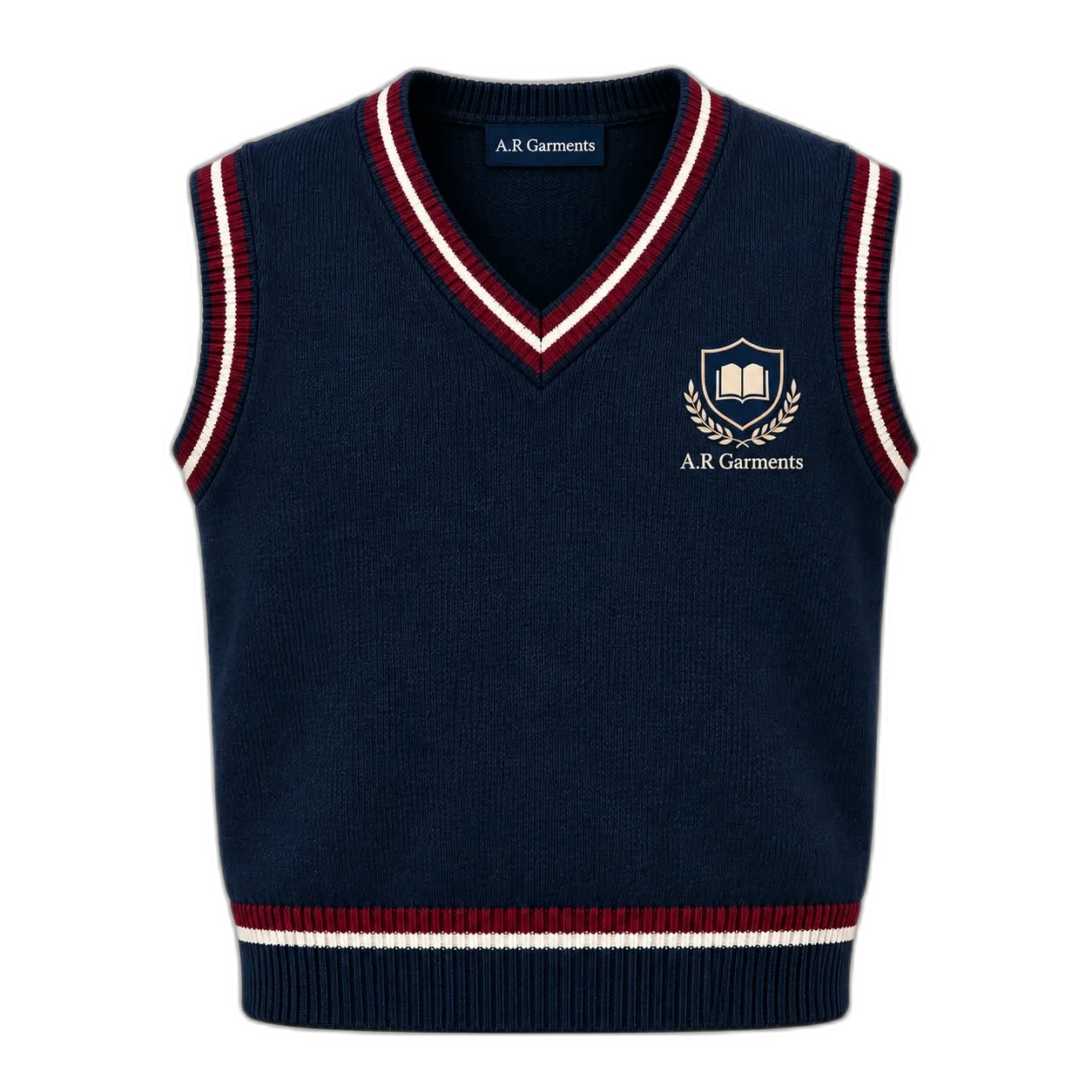 Navy V-neck sleeveless sweater